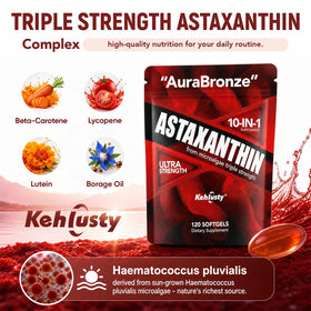 KEHLUSTY Astaxanthin 12mg 10-en-1 complexe gélules