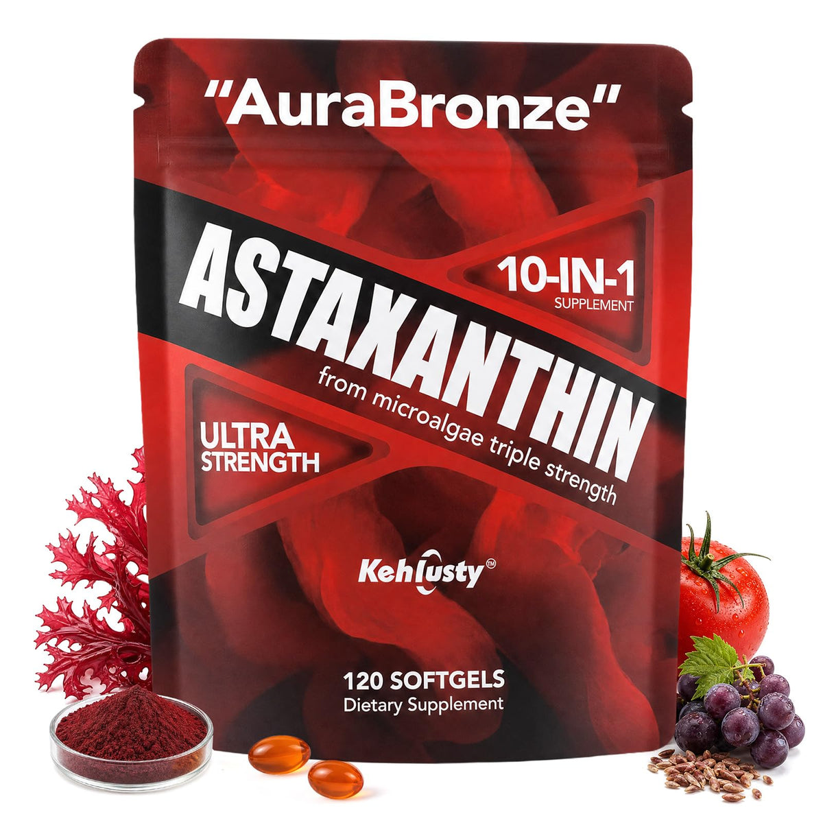 KEHLUSTY Astaxanthin 12mg 120 gélules vue de devant