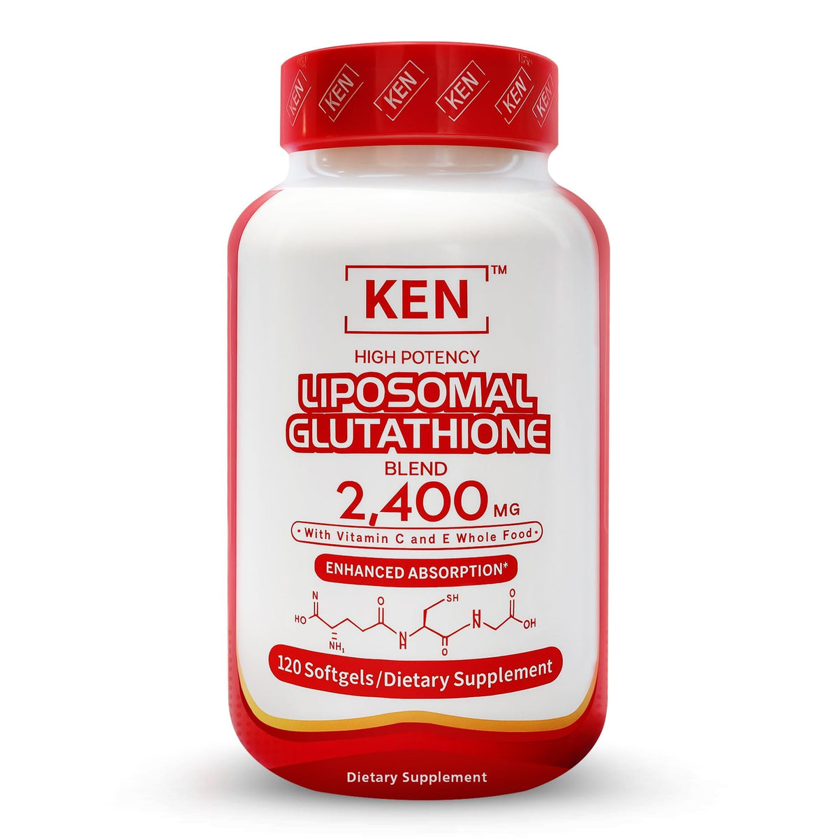 KEN Glutathion Liposomal 2400mg avec huile MCT, vue de face