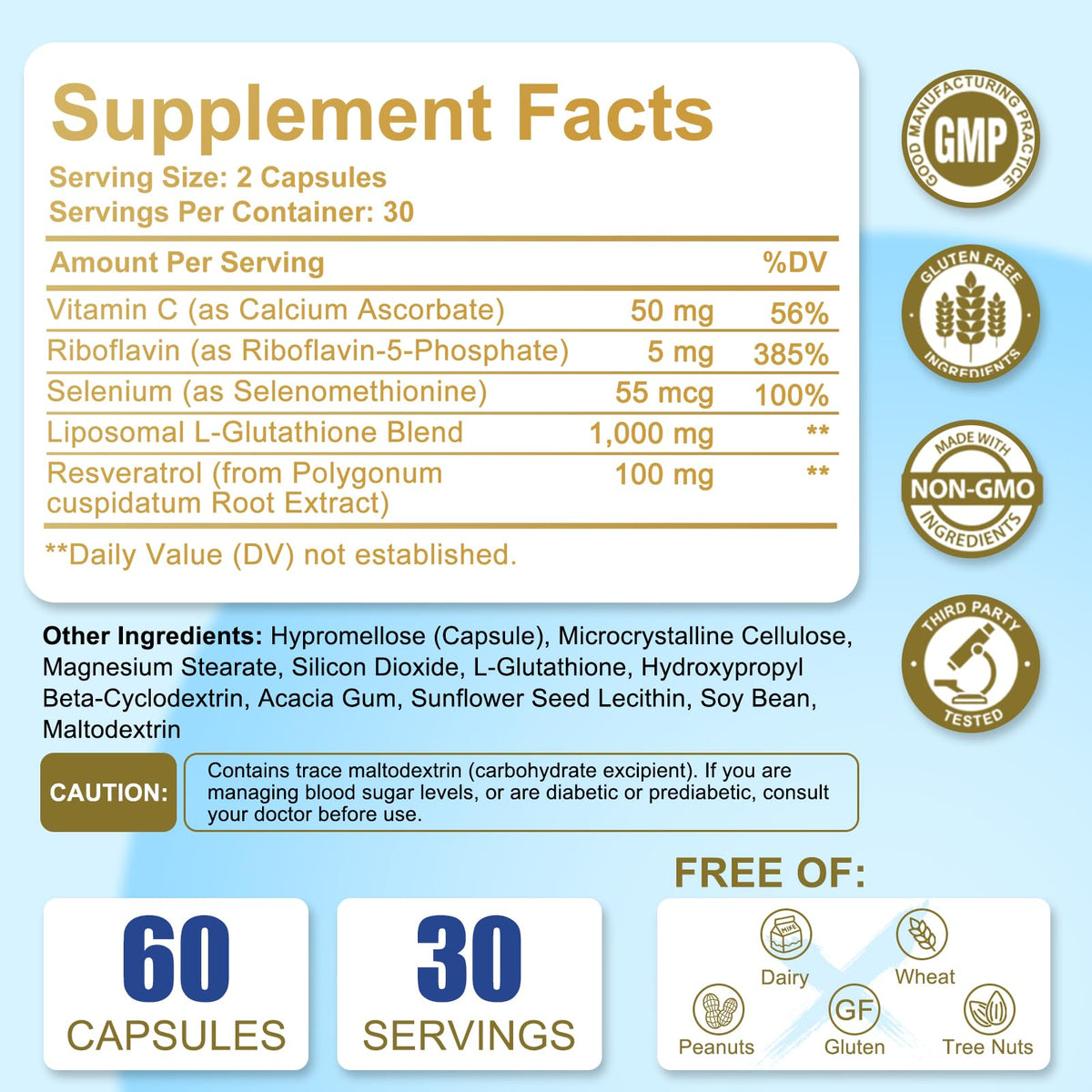 Kenofor Glutathione Liposomal 1155mg capsules avec des ingrédients