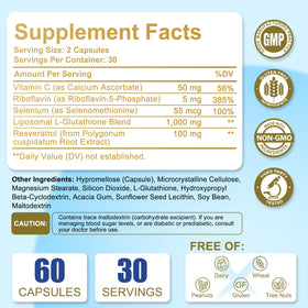Kenofor Glutathione Liposomal 1155mg capsules avec des ingrédients