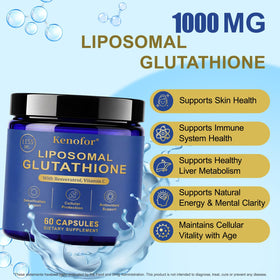 Kenofor Glutathione Liposomal 1155mg capsules sur une table