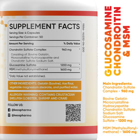 KeosPharma capsules de chondroïtine et glucosamine en gros plan