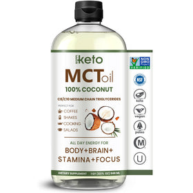 Keppi Huile MCT 32 oz, vue de face avec étiquette