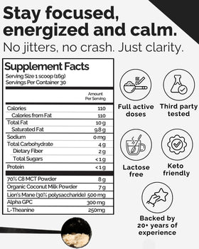 Keto Brainz Crème Nootropique C8 MCT sur une table