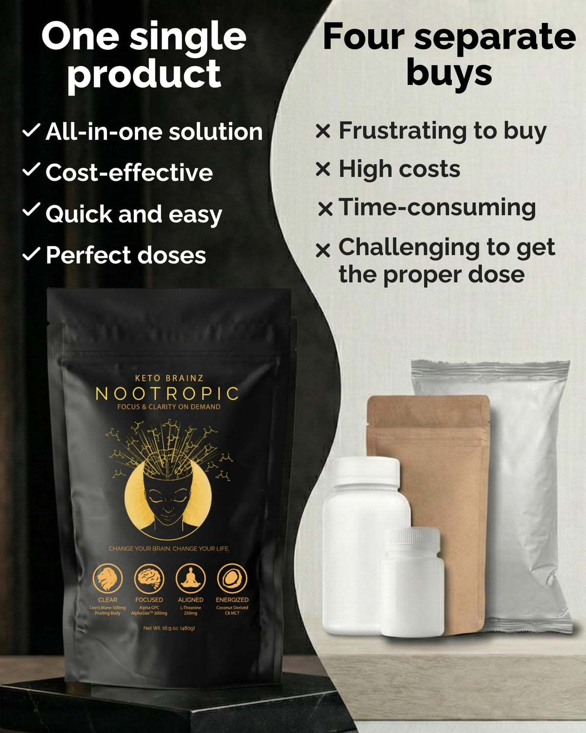 Keto Brainz Crème Nootropique C8 MCT vue de côté