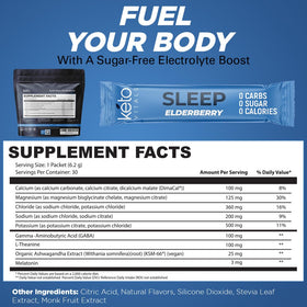 Keto Vitals Poudre Électrolytes Sommeil Sureau contenu dans un verre