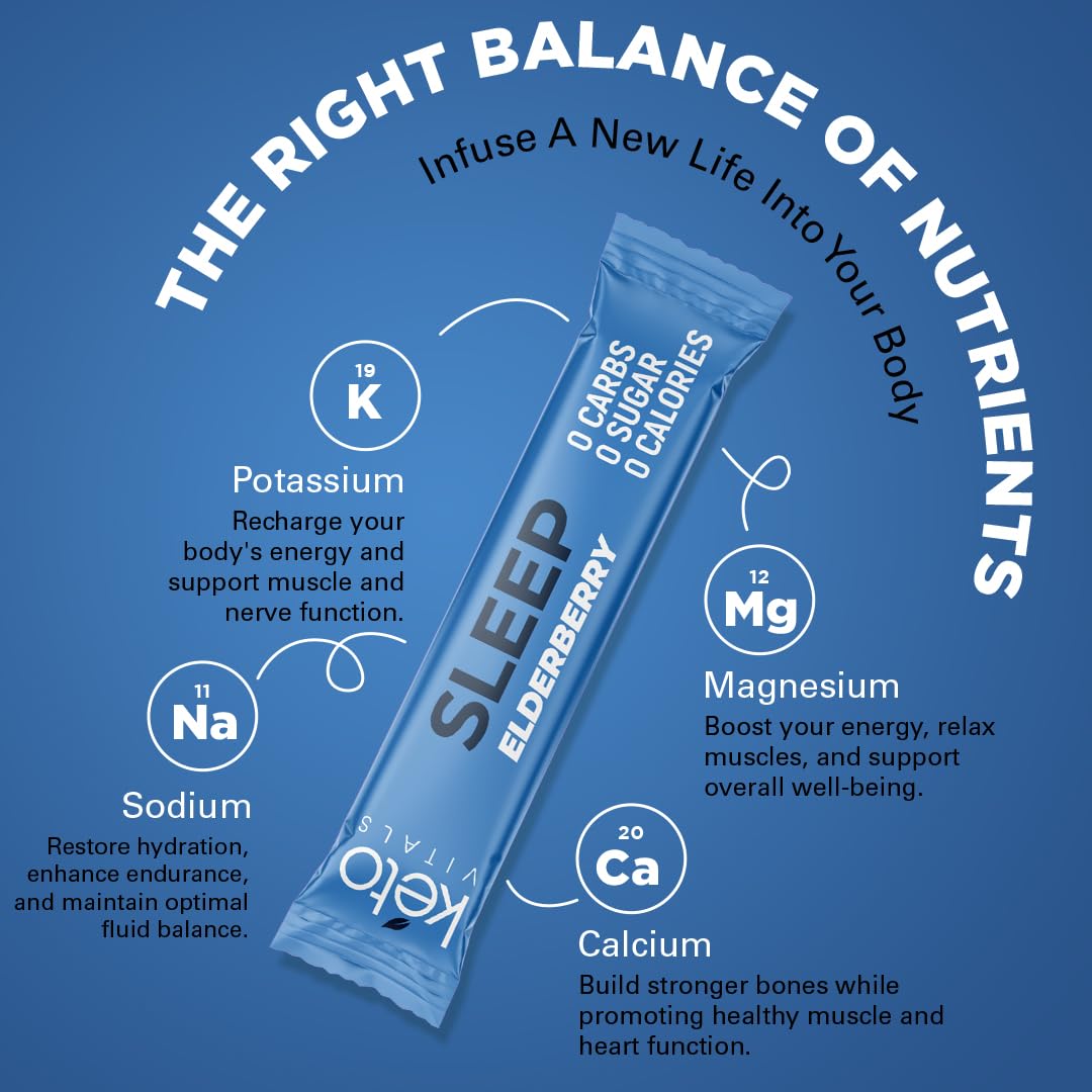 Keto Vitals Poudre Électrolytes Sommeil Sureau sur une table