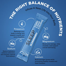 Keto Vitals Poudre Électrolytes Sommeil Sureau sur une table