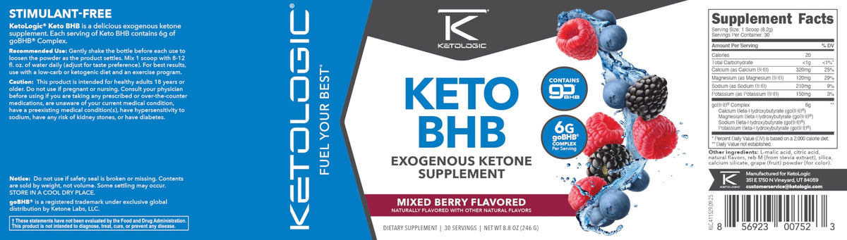 Ketologic BHB Keto Complément Alimentaire sur une table