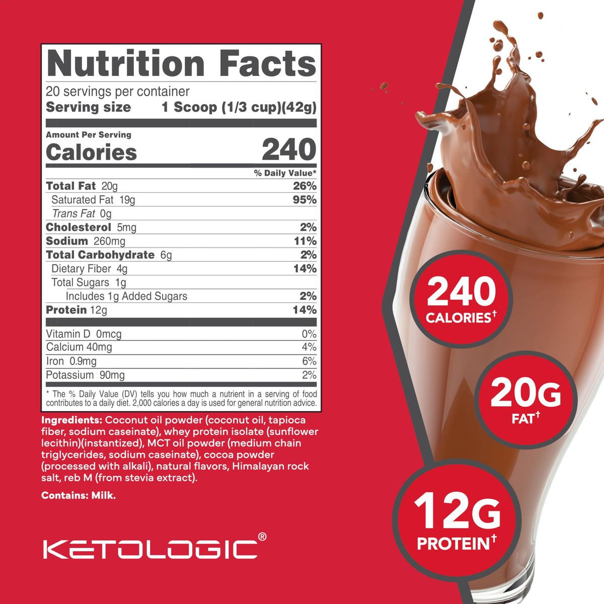 KetoLogic Shake chocolat avec ingrédients naturels