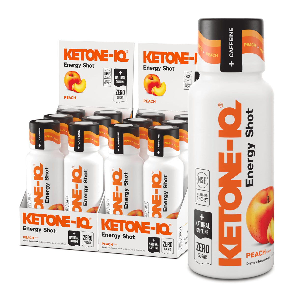 Ketone-IQ Shots Caffeine Pêche pack de 12 unités