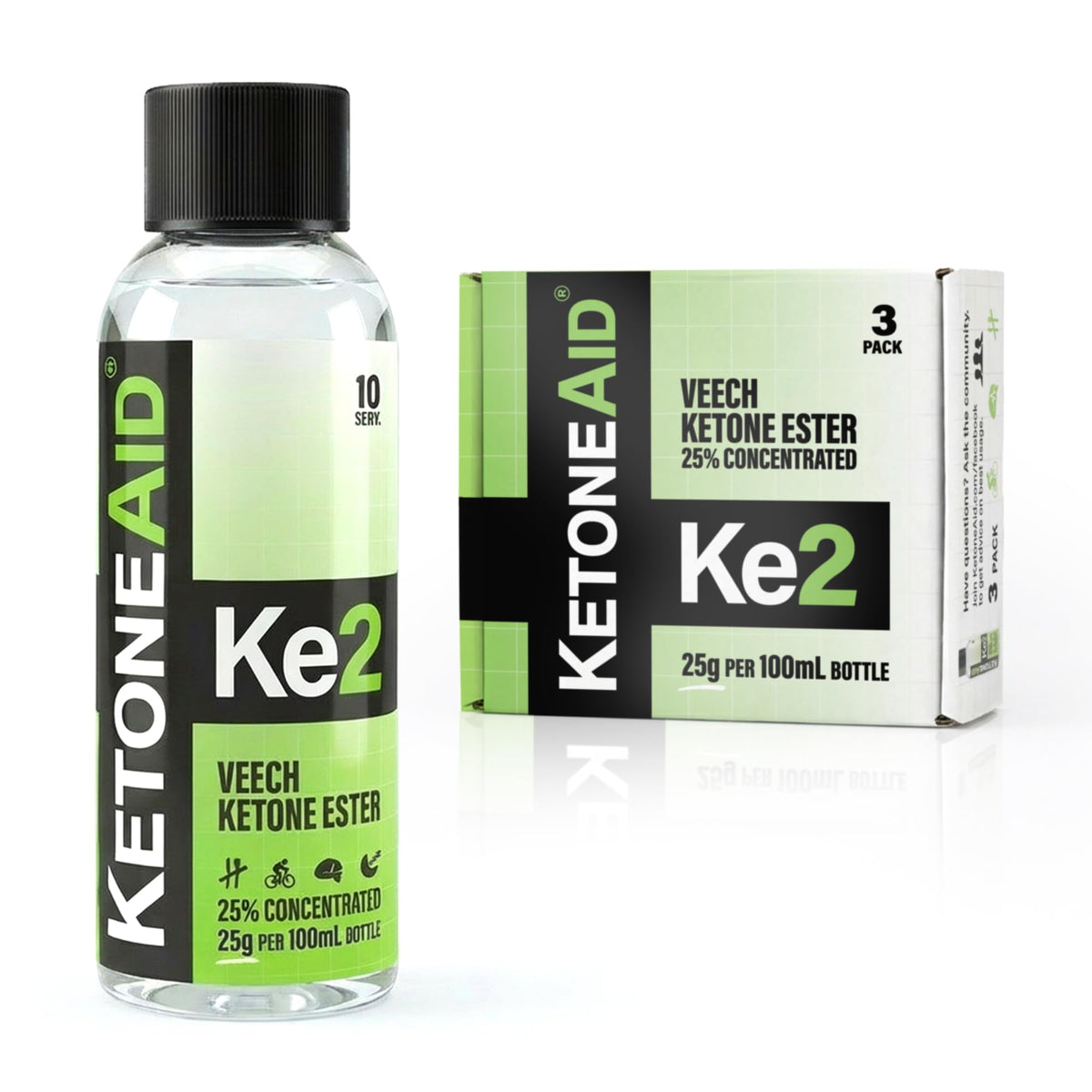 KetoneAid Ke2 Ester de Cétones - Pomme Verte - Bouteille ouverte