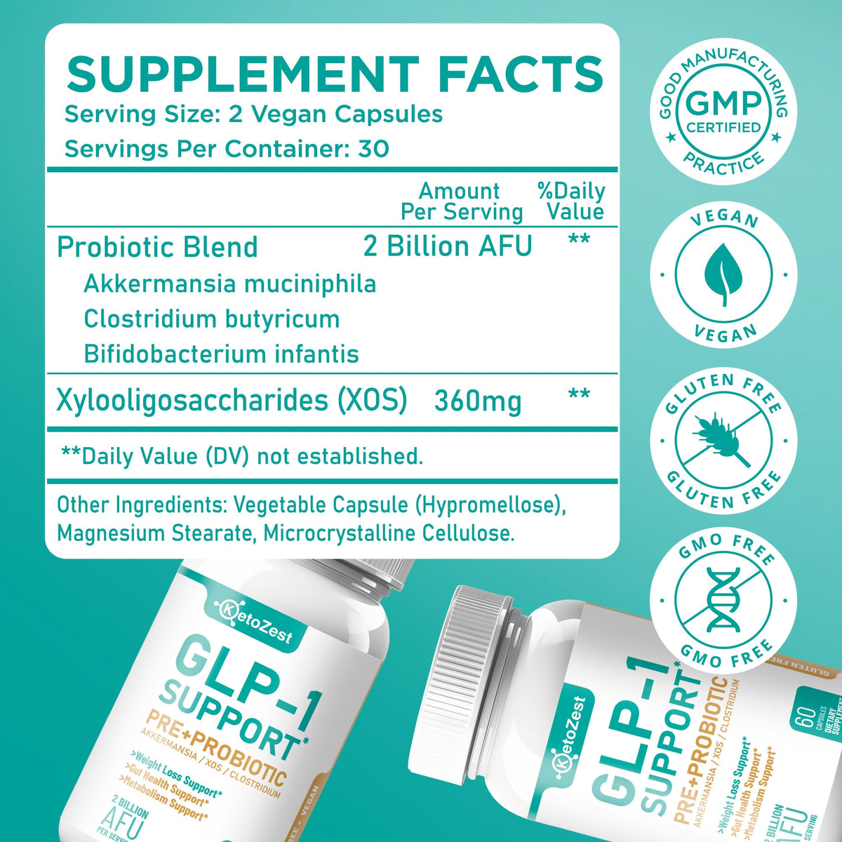 KetoZest GLP-1 Support Probiotic Supplement on a table