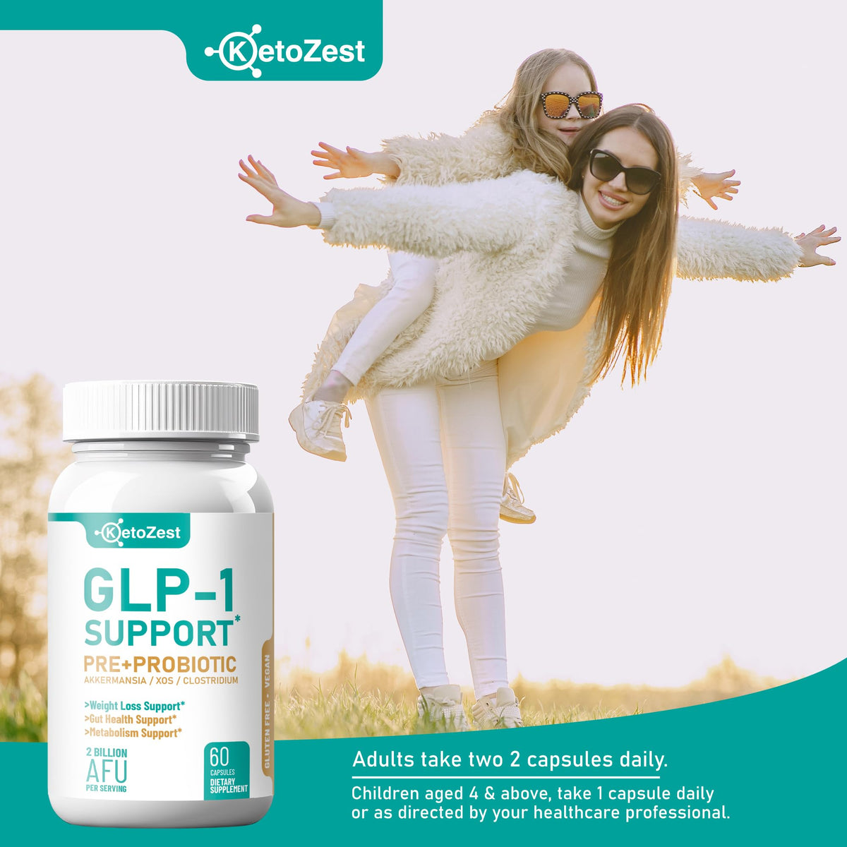 KetoZest GLP-1 Support Probiotic Supplement with ingredients
