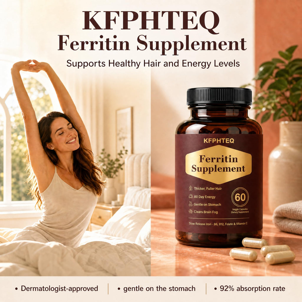 KFPHTEQ Complément Alimentaire Fer 60 Capsules côté
