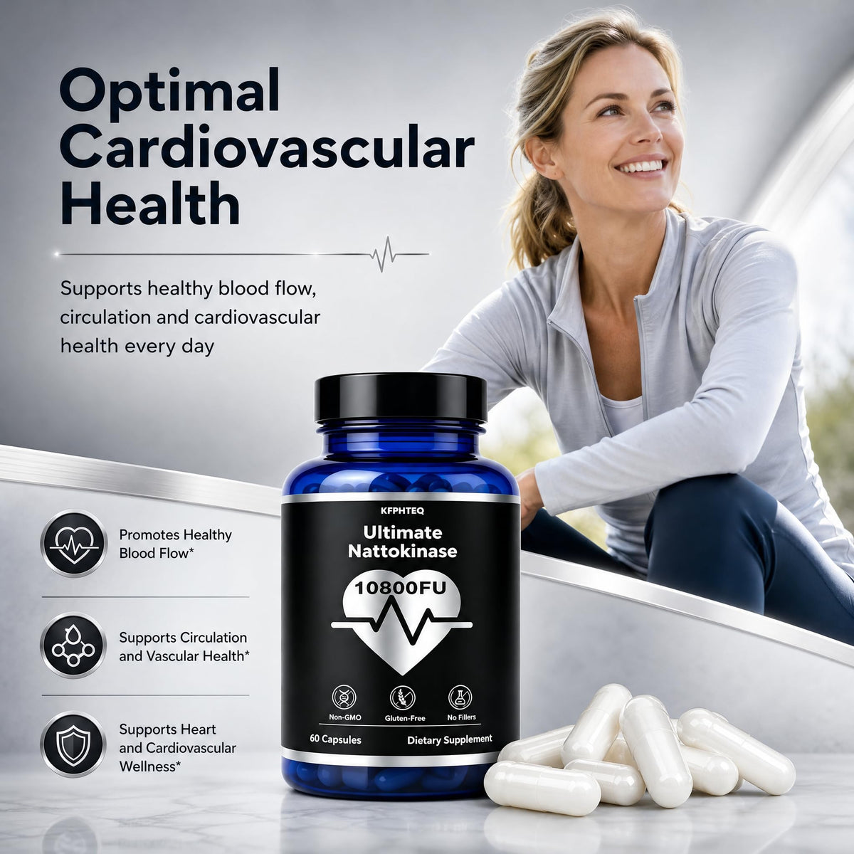 KFPHTEQ Nattokinase capsules, vue de côté