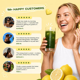 Kiala Nutrition Poudre de Super Greens, mélange dans un verre d'eau