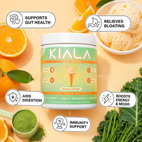 Kiala Nutrition Poudre Super Greens Orange Sherbet 322g - étiquette arrière