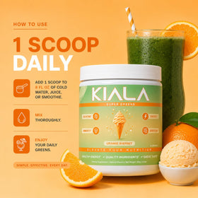 Kiala Nutrition Poudre Super Greens Orange Sherbet 322g - ingrédients affichés