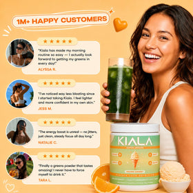 Kiala Nutrition Poudre Super Greens Orange Sherbet 322g - mélange dans un verre d'eau