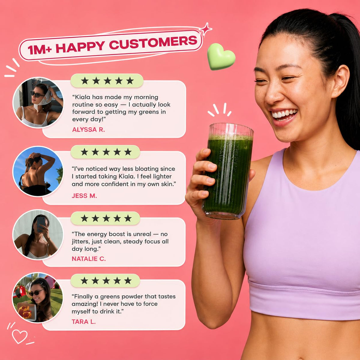 Kiala Nutrition Super Greens Poudre dans un shaker