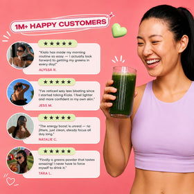 Kiala Nutrition Super Greens Poudre dans un shaker