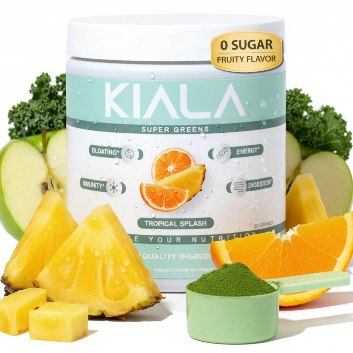 Kiala Nutrition Super Greens Tropical Splash 322g - avant du produit