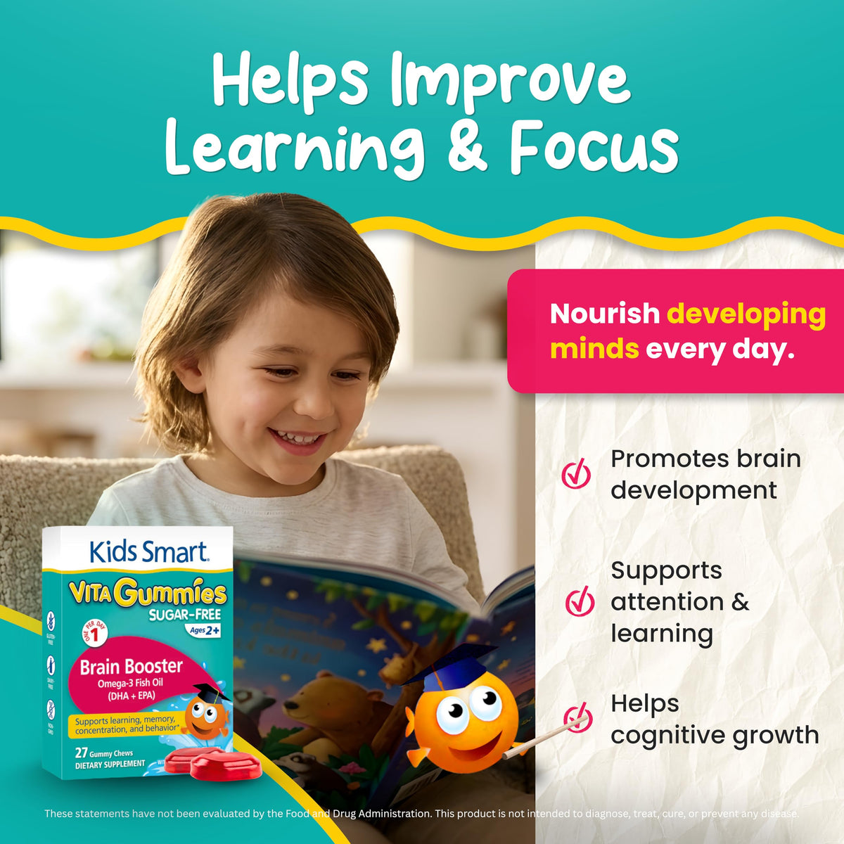 KIDS SMART Gummies Oméga-3 DHA EPA en gros plan montrant la texture