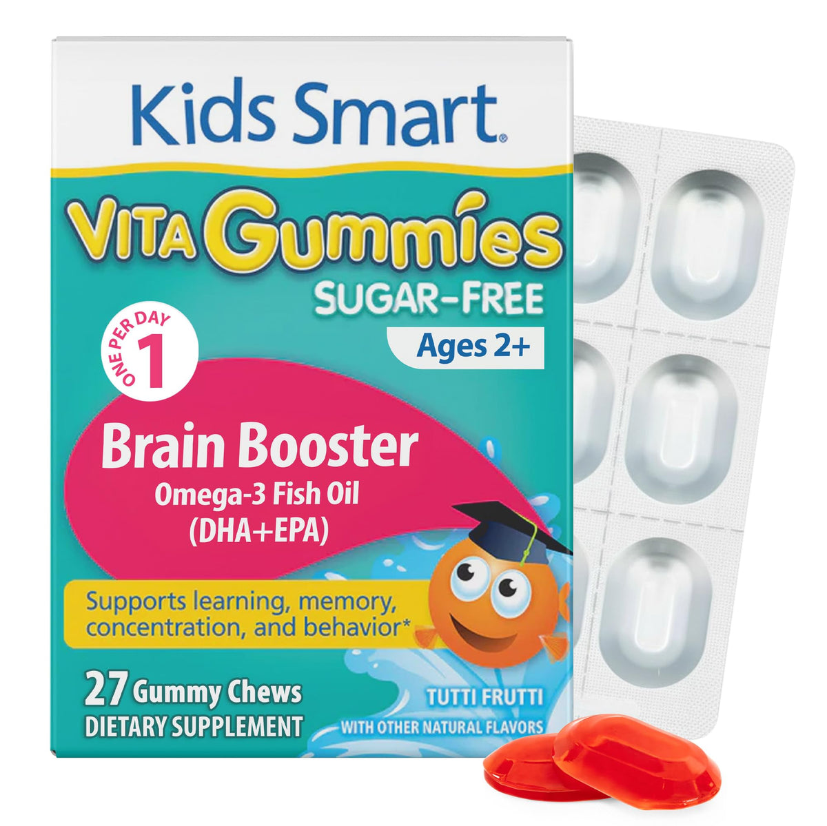 KIDS SMART Gummies Oméga-3 DHA EPA pour enfants vue avant