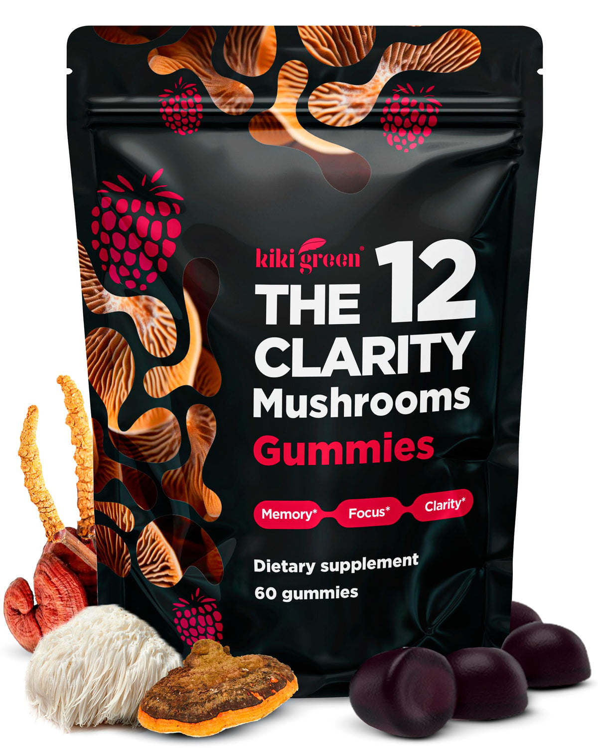 KIKI Green Gummies Champignons 12 variétés en emballage avant