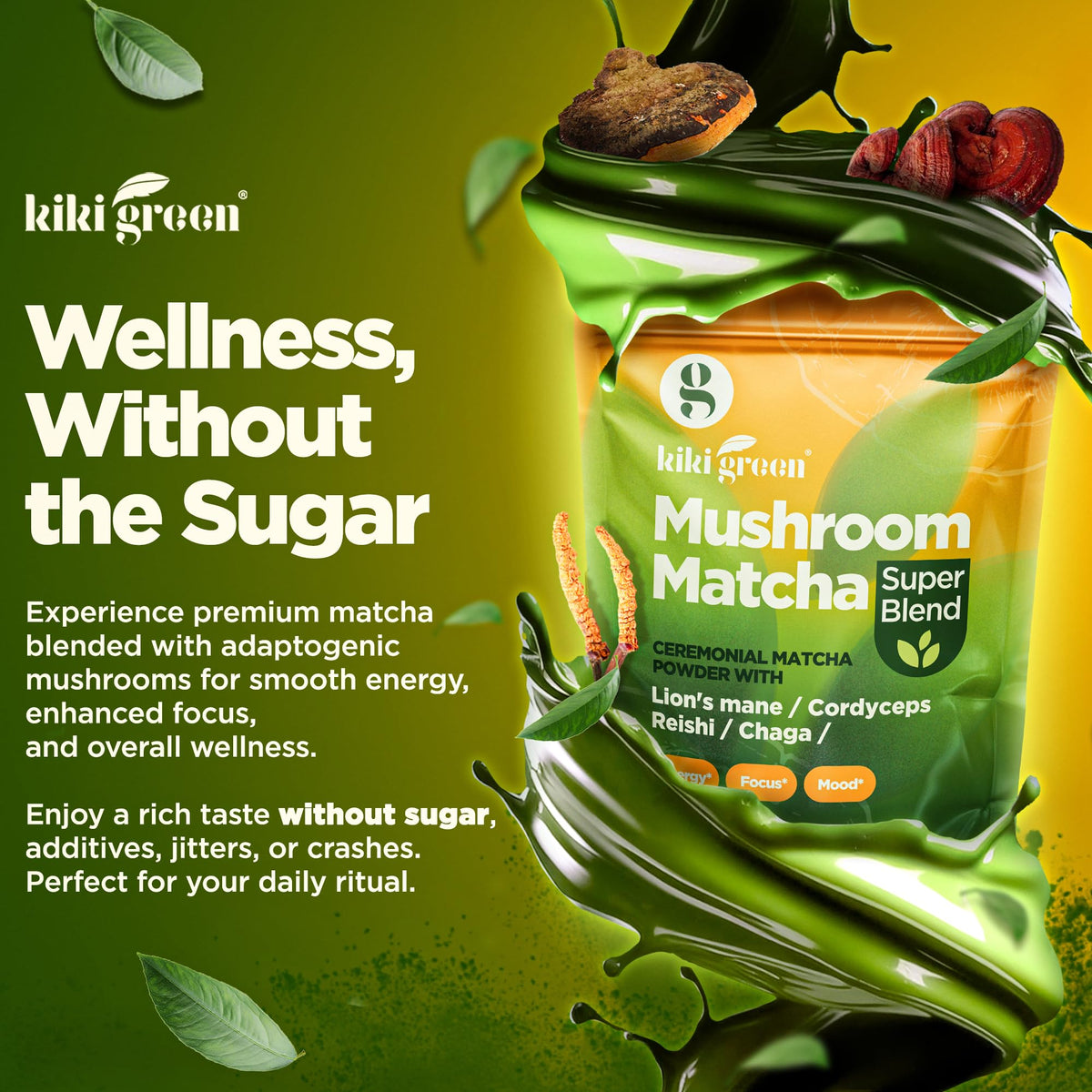 KIKI Green Poudre de Matcha aux Champignons 118g emballage