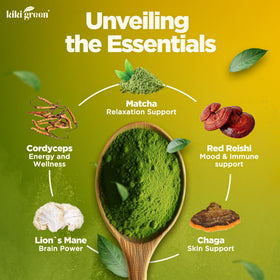 KIKI Green Poudre de Matcha aux Champignons 118g en préparation de latte
