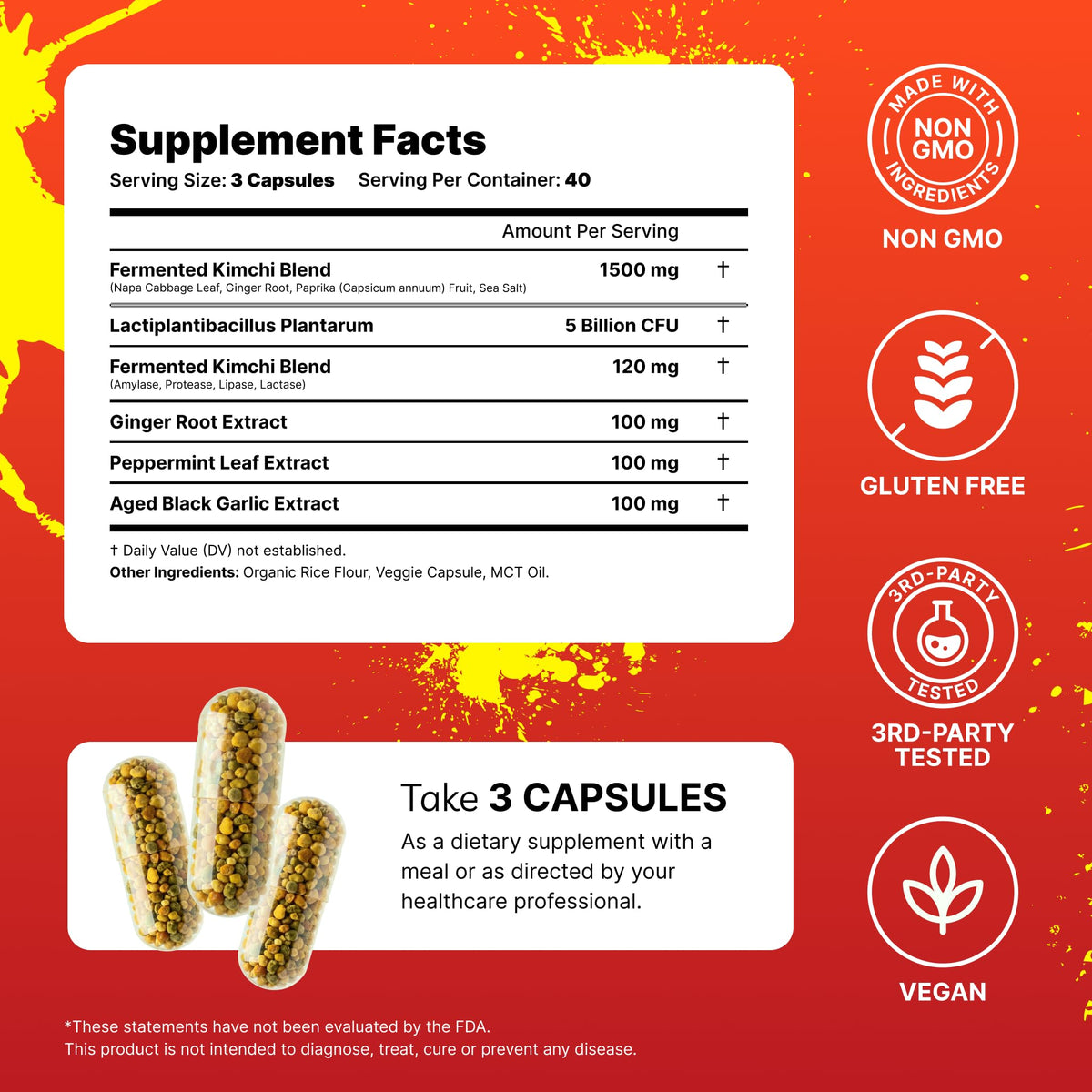 Kimchi Queen Complément Alimentaire Kimchi Fermenté capsules avec des légumes frais