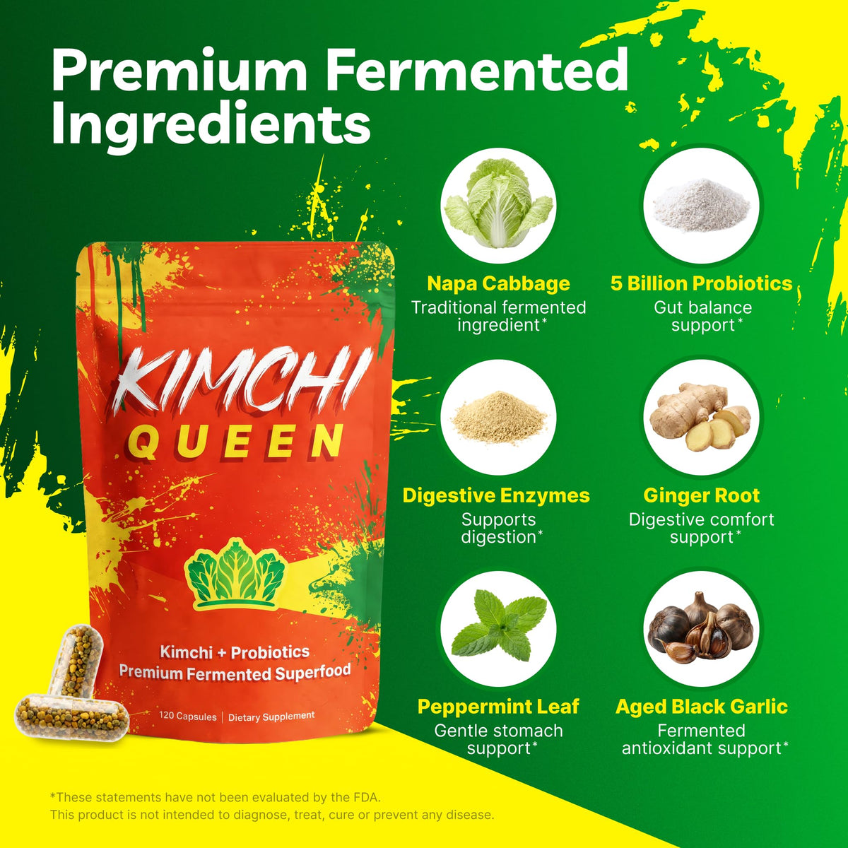 Kimchi Queen Complément Alimentaire Kimchi Fermenté capsules avec une cuillère doseuse