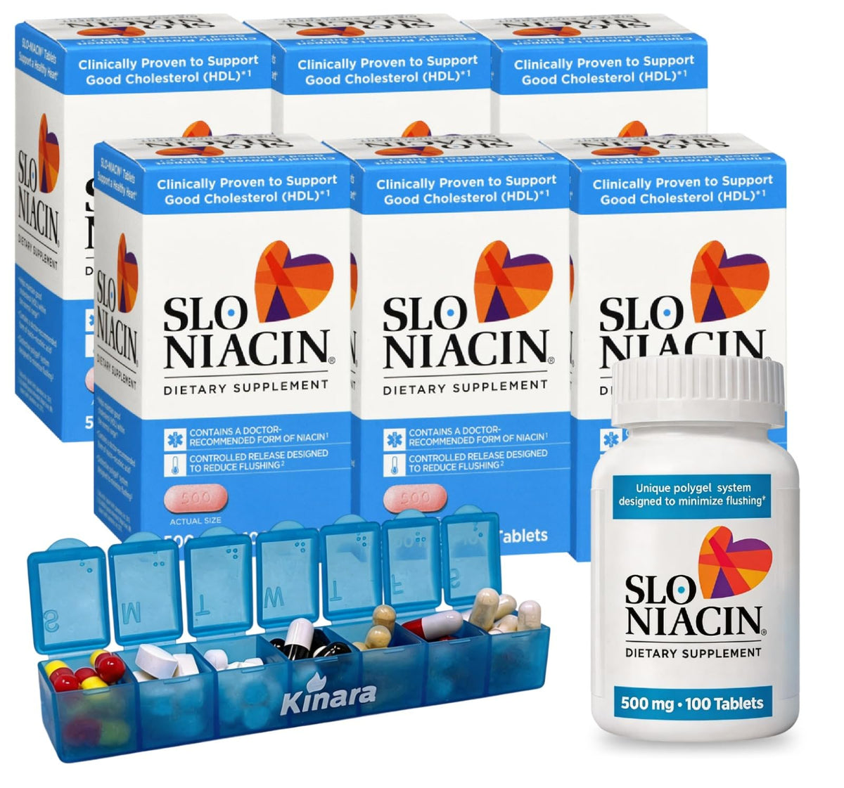 Kinara Slo Niacin 500mg 100 Capsules packaging front view