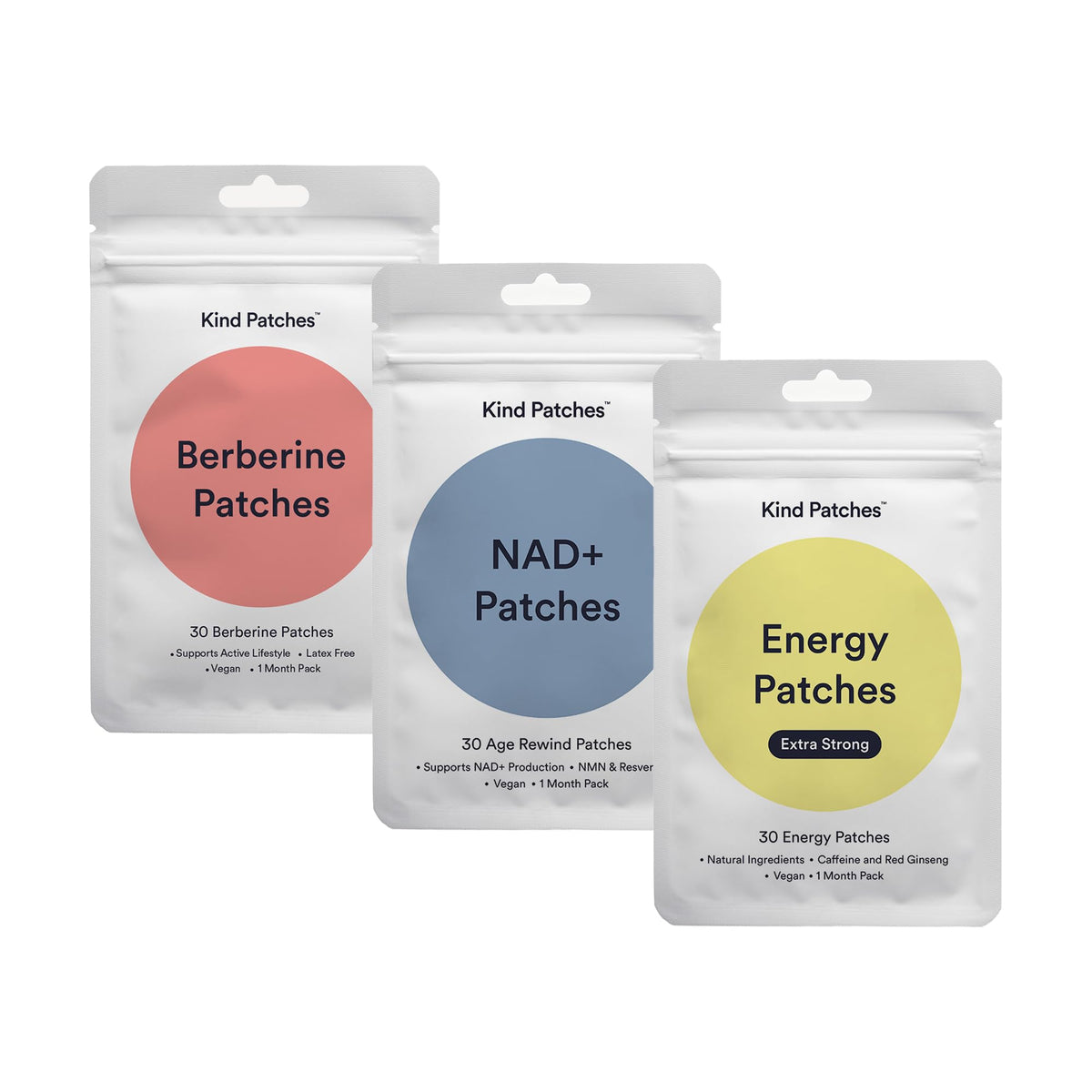 Kind Patches pack de 3 patches Berberine, NAD Plus et Énergie