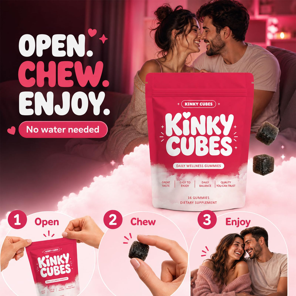 KINKY CUBES Gummies avec d'autres produits de santé