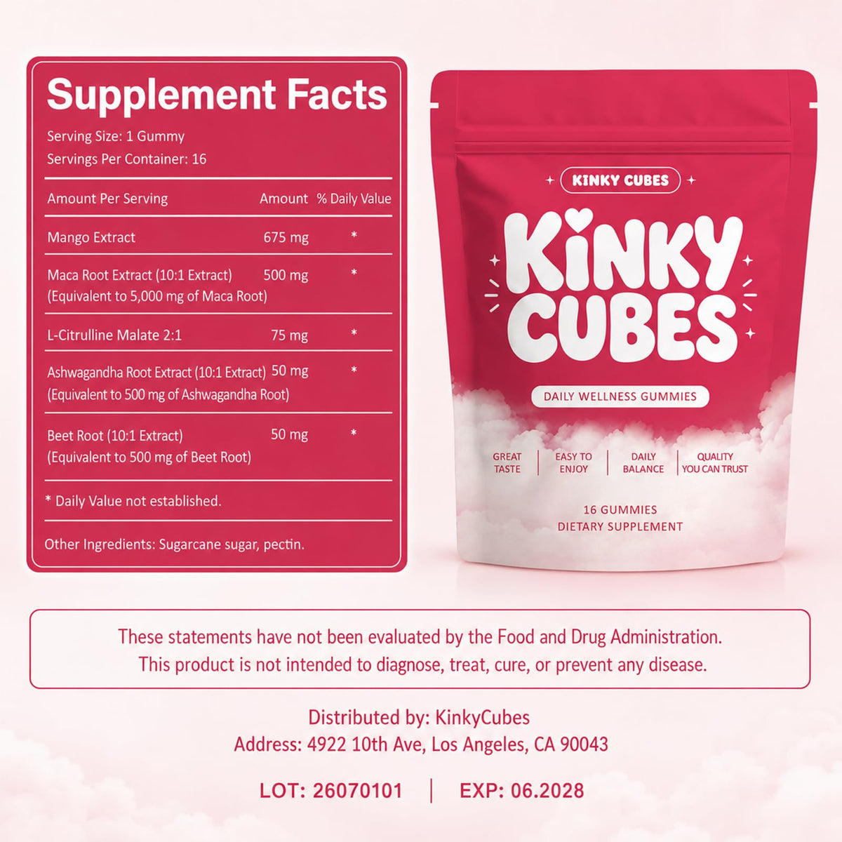 KINKY CUBES Gummies avec une main tenant une gomme