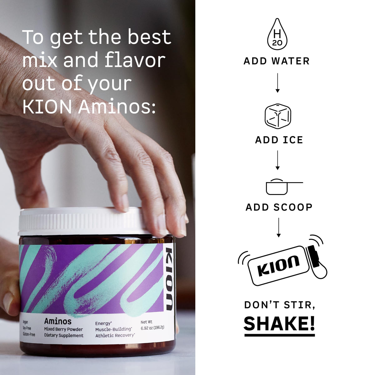 Kion Aminos Poudre Watermelon sur une table