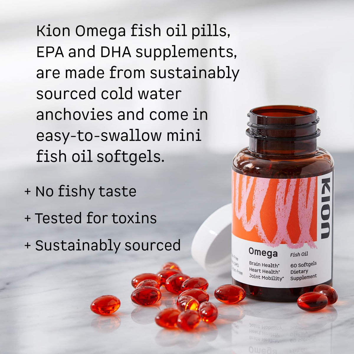 Kion Omega 1000 mg gélules mini d'huile de poisson avec emballage