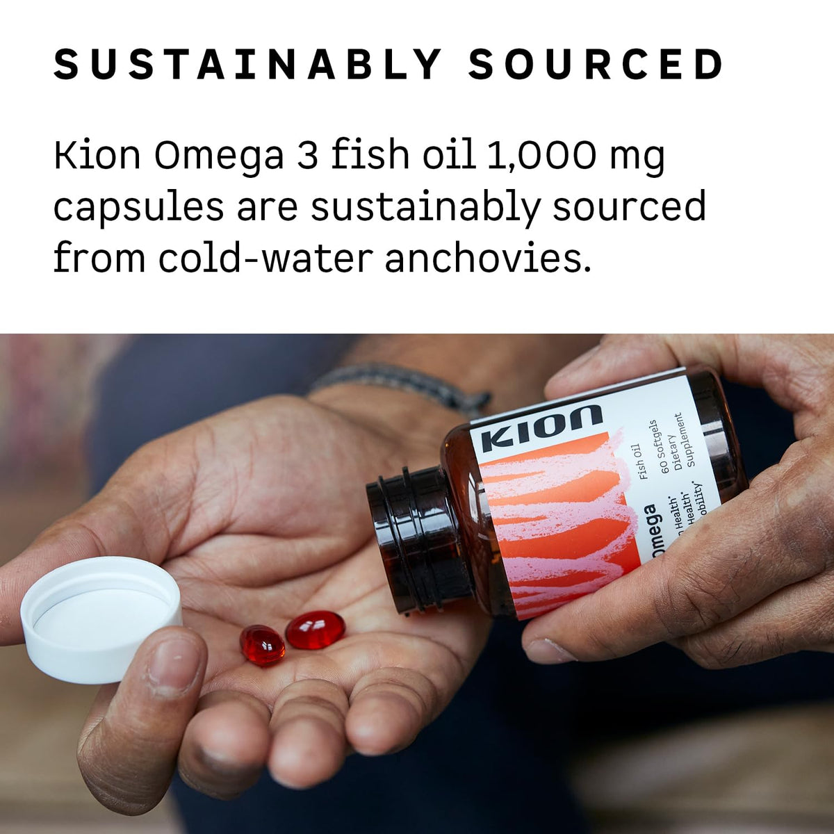 Kion Omega gélules d'huile de poisson avec ingrédients visibles