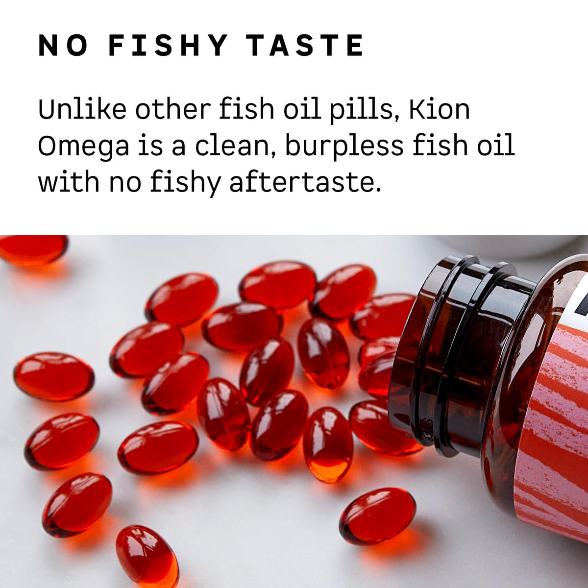 Kion Omega gélules mini d'huile de poisson sur une table