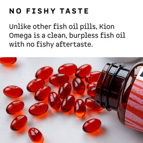 Kion Omega gélules mini d'huile de poisson sur une table