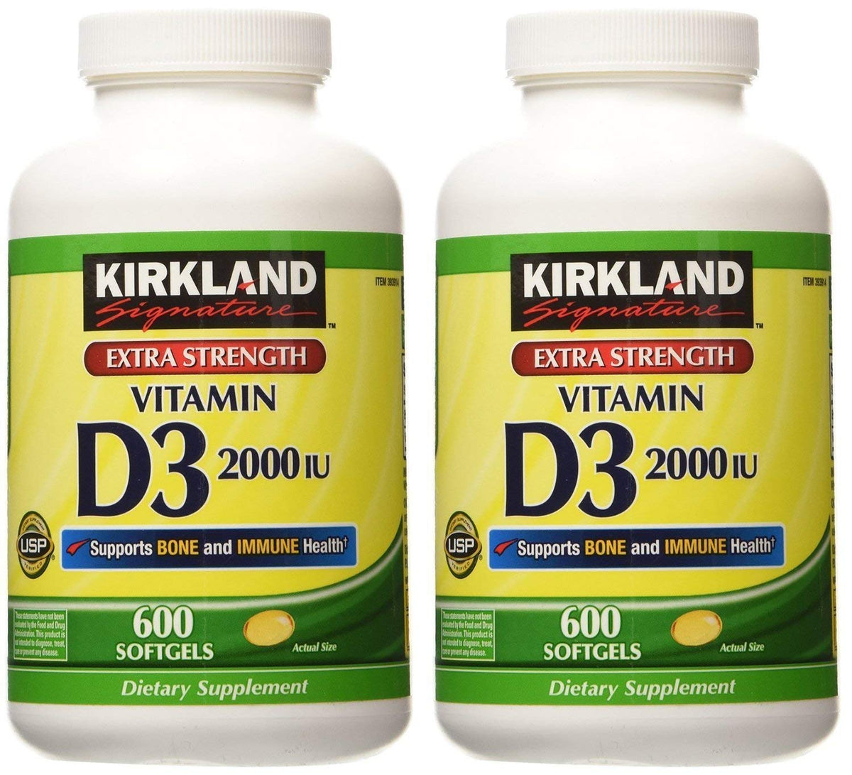 KIRKLAND D3 50 mcg 600 gélules, vue de l'emballage avant