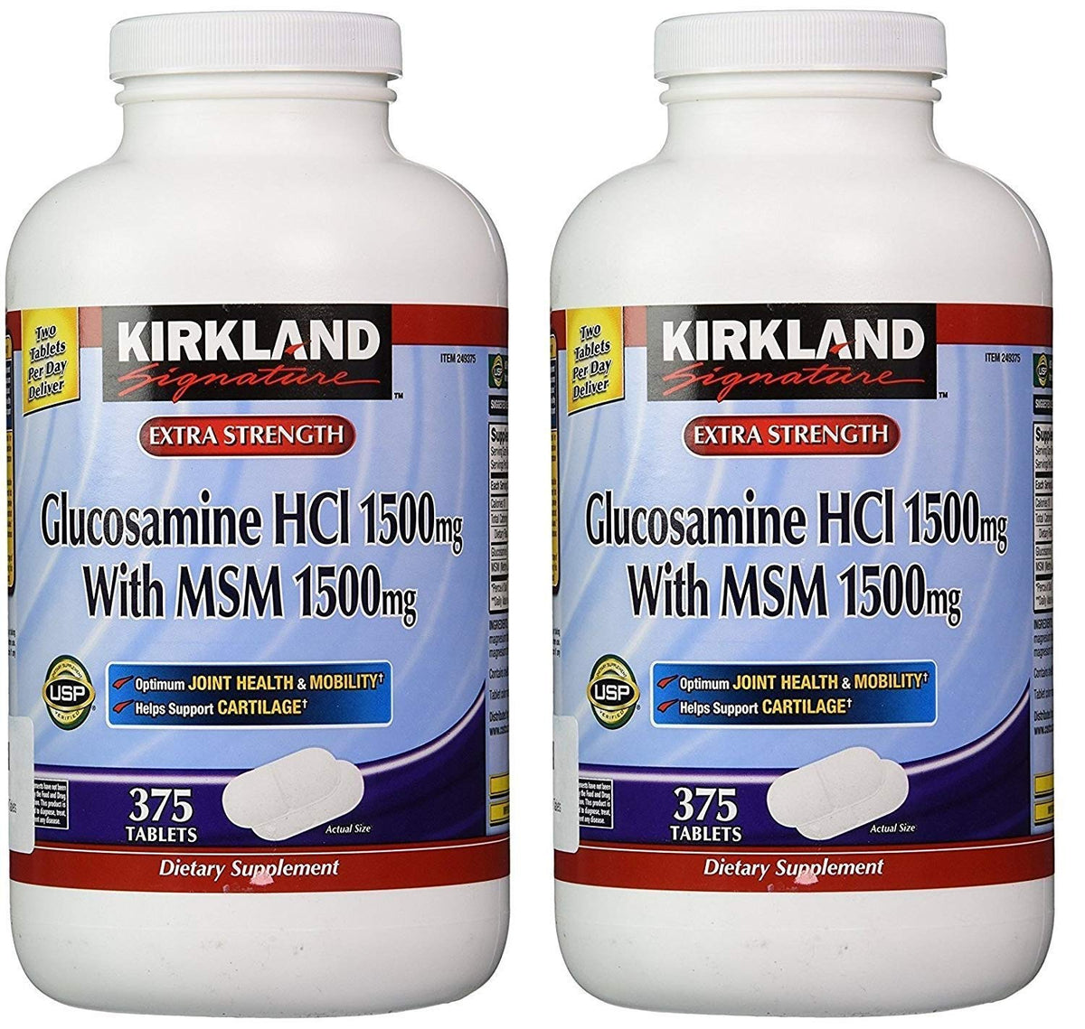 KIRKLAND Glucosamine HCI Extra Fort avec MSM, vue avant du produit