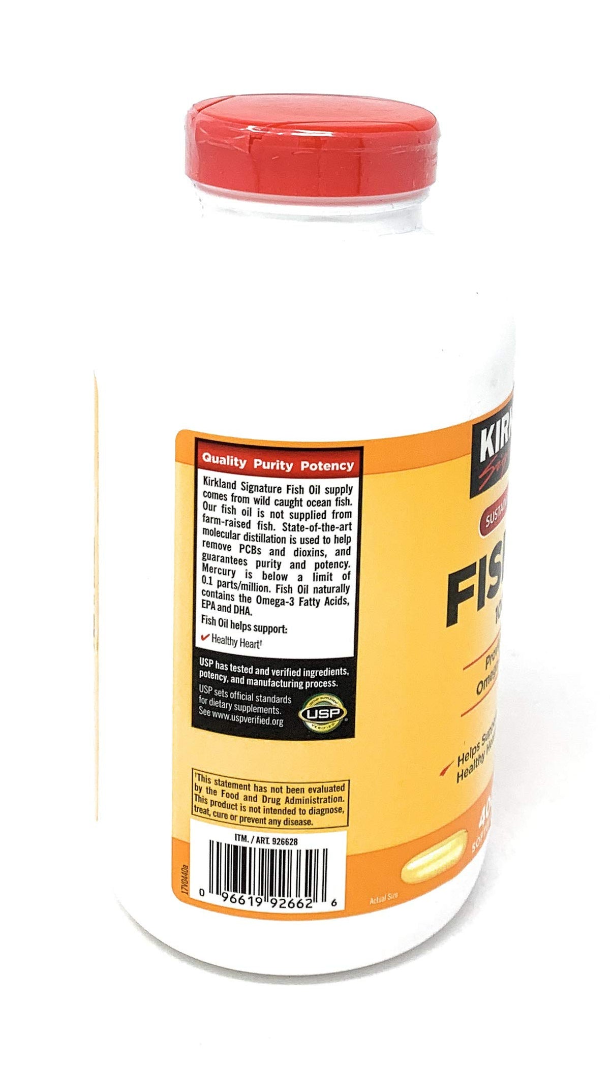 KIRKLAND Huile de Poisson 400 gélules 1000mg côté droit