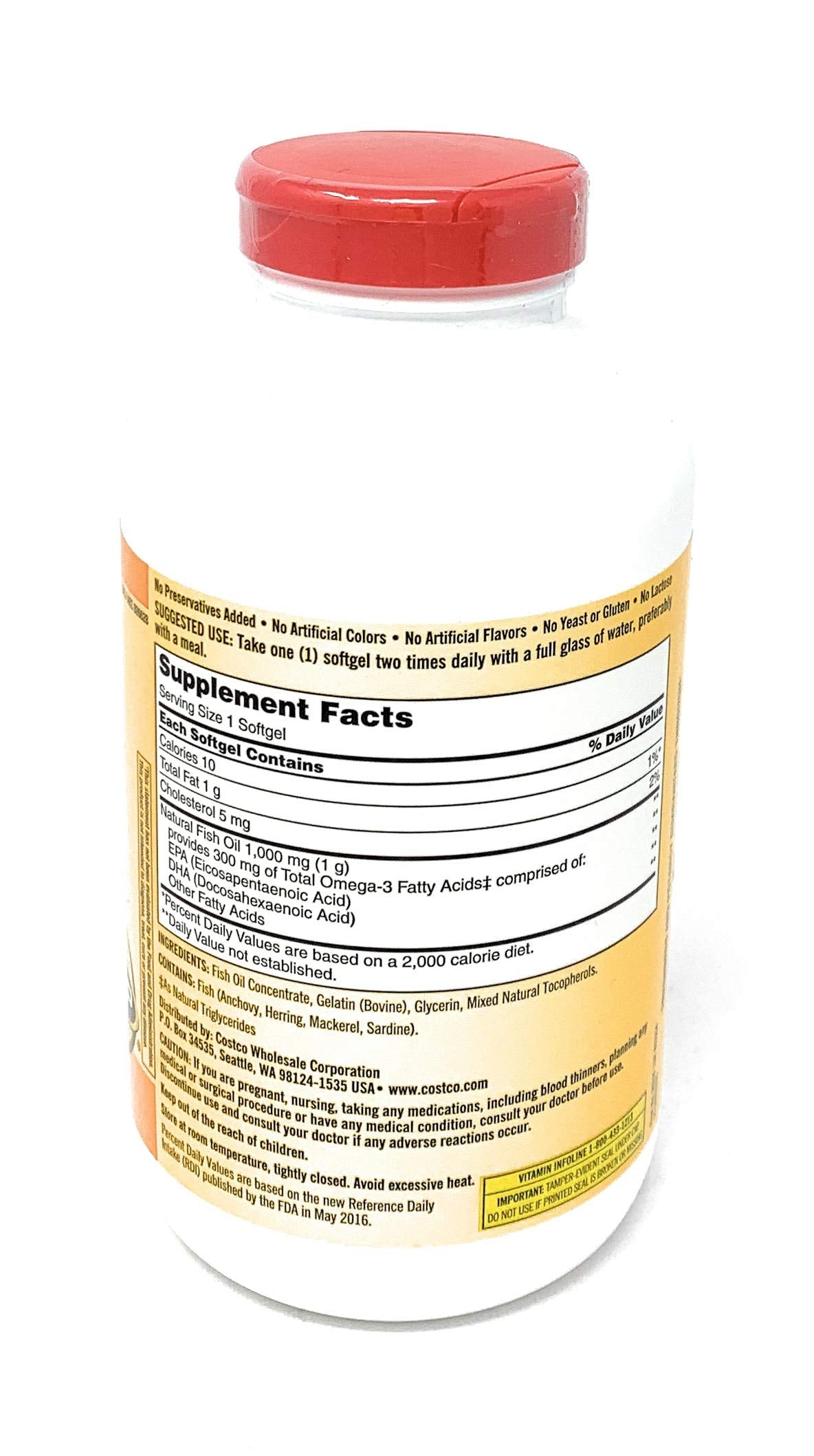 KIRKLAND Huile de Poisson Concentrée 400 gélules 1000mg emballage