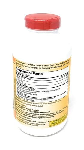 KIRKLAND Huile de Poisson Concentrée 400 gélules 1000mg emballage