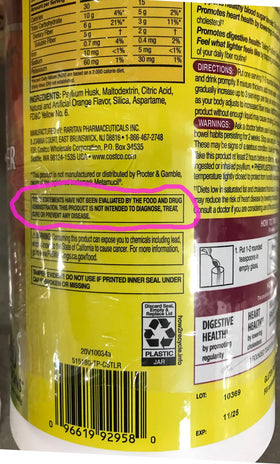 KIRKLAND psyllium sans sucre en poudre sur une table